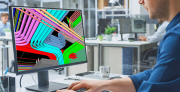 Designer working in a bim design computer program